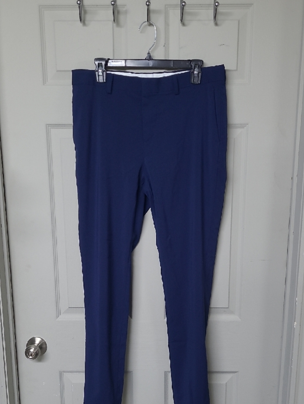 H&M Men's Skinny-Fit Suit Pants Navy Blue Soft Woven Fabric Size 34R GUC
